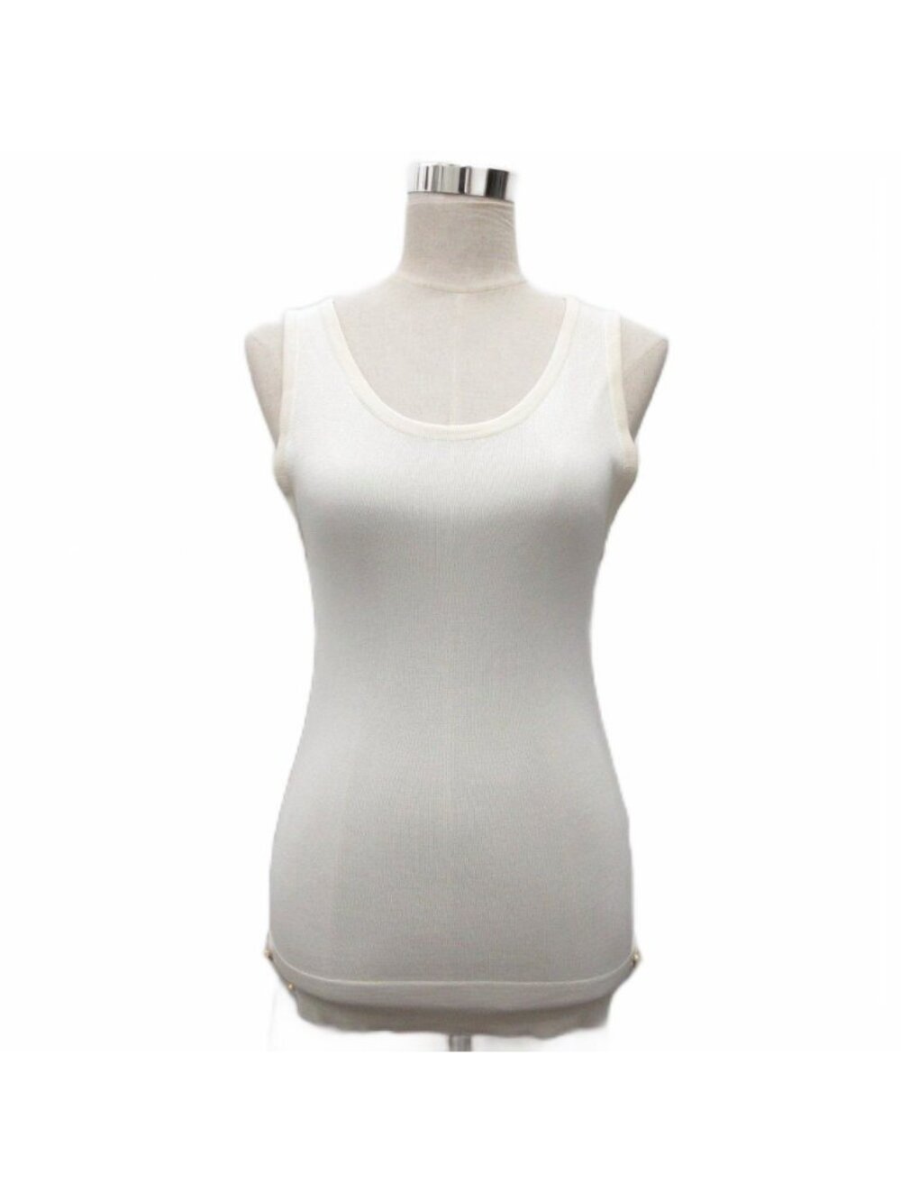 Chanel Boutique Sleeveless Top Tank Top Ribbed Ivory